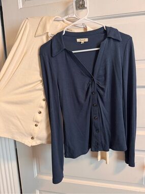 Madewell Long Sleeve Cream and Navy Top Bundle